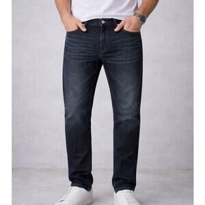 7 For All Mankind Carsen Slim Straight Jeans Mens 34 Black Dark Wash Denim